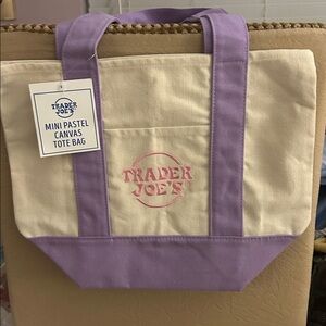Trader Joe's Mini Pastel Canvas Tote Bag